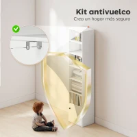 HOMCOM Librería de 7 Niveles Estantería para Libros Moderna con Estantes Abiertos y Puerta 40x30x180 cm Blanco(m-6)