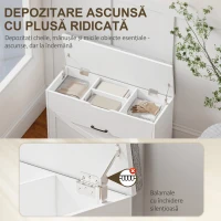 HOMCOM Bancă pentru Pantofi cu Sertar Rabatabil și Compartiment de Depozitare, Capacitate 8 Perechi de Pantofi, 80x30x55 cm, Alb(m-6)