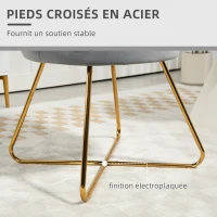 HOMCOM Fauteuil coquillage chaise coiffeuse fauteuil en velours fauteuil de salon avec pieds en acier 69 x 64 x 80 cm gris(m-7)