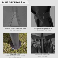 Outsunny Tonnelle de jardin extérieur 3 x 3 m, barnum avec toit double, rideaux et moustiquaire, cadre en aluminium, gris foncé(m-5)