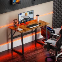 HOMCOM Scrivania per Camera Stile Industriale con Angoli Arrotondati, in Legno e Acciaio, 120x60x76 cm, Nero e Marrone(m-8)