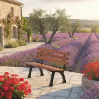 Outsunny Bancă cu 2 locuri, pentru grădină și terasă, fontă de aluminiu + lemn natural, 120 x 57 x 70 cm, Maro(m-8)