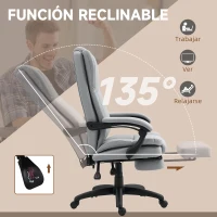 Vinsetto Silla de Oficina con 6 Puntos de Masaje Vibratorio con Altura Ajustable Respaldo Reclinable y Reposapiés Retráctil Gris(m-6)