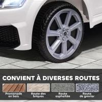 HOMCOM Voiture électrique enfant véhicule électrique enfant Audi TT RS 12 V 30 W V. Max. 3 Km/h télécommande 2,4G Effets sonores + Lumineux Blanc(m-7)