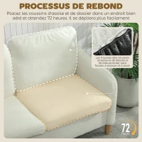 HOMCOM Canapé 2 places, canapé de salon en tissu bouclette avec coussins inclus, assise rembourrée, 137 x 69 x 82 cm, crème(m-6)