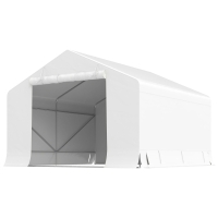 Outsunny Garaj Moto Exterior 3x3 m Impermeabil cu Ușă și Ventilație Rulabilă, Cort-Garaj pentru Biciclete și Unelte PE și Metal, Anti-UV, Alb