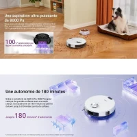 EUREKA E20 Plus - Aspirateur Robot avec Station de Vidange Automatique - 8000 Pa  - Anti Enchevetrement - Évitement d'Obstacles 3D(m-5)