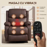 HOMCOM Fotoliu Electric Rabatabil cu 8 Puncte de Masaj, Suport pentru Picioare, 97x85x100 cm, Maro(m-4)