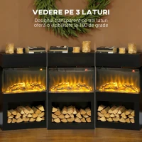 HOMCOM Șemineu electric cu efect de flacără colorată, 1000W/2000W și telecomandă(m-5)