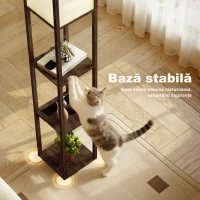 HOMCOM Lampă de Podea LED cu Rafturi, Lampă Modernă cu Interruptor cu Pedală și Porturi USB, Temperatură Luminoasă Reglabilă pentru Living și Dormitor, Maro(m-6)