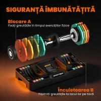SPORTNOW Set Gantere Ajustabile 2x2/4/6/8/10kg cu Suport de Stocare, Gantere Ajustabile Compacte cu Blocare Sigură și Mâner Antiderapant, Antrenamentul Fitness Acasă, Multicolor(m-6)