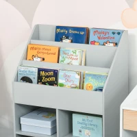 HOMCOM Bibliotecă etajeră Multi-Depozitare 3 rafturi 2 nișe Sertar mare din lemn Gri(m-10)