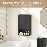 HOMCOM Dulap de Baie, Dulap Montat pe Perete cu Rafturi Regabile, 40 x 20 x 60 cm, Negru(m-6)