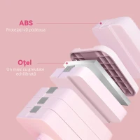 SPORTNOW Set 2 Gantere de 5 kg, Pătrate și Antiderapante cu Plăci Detașabile, din Oțel și ABS, 32x9x9 cm, Roz(m-6)