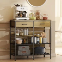 HOMCOM Buffet cuisine, meuble de rangement avec 2 tiroirs et 3 étagères ouvertes, 90 x 40 x 91 cm, bois naturel et noir(m-10)