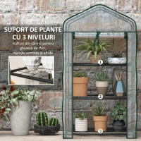 Outsunny Sera de Balcon cu 3 Niveluri și Ușă Rulantă, Sera pentru Grădină cu Structură din Oțel și Acoperiș din PVC, pentru Plante, Legume, Flori, Fructe, 59x39x127 cm, Transparentă(m-5)