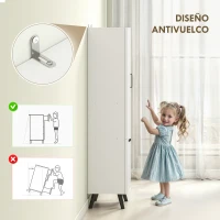 HOMCOM Armario Alto para Baño con Puertas y Estantes Cesto para Ropa Sucia en Espacios Reducidos 35x31,5x144 cm Blanco(m-6)