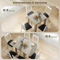 HOMCOM Masă de Dining Extensibilă pentru 4-6 Persoane din Lemn și Oțel, 140x80x77.5 cm, Gri(m-4)