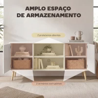 HOMCOM Móvel de TV para Televisores de até 55 Polegadas com 2 Portas 2 Prateleiras de Armazenamento 120x34x50cm Branco(m-4)