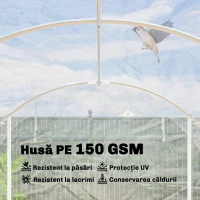 Outsunny Seră de Grădină Tip Tunel 3x4x2 m cu 2 Uși Rulabile, Seră pentru Grădină cu 4 Bare Diagonale de Susținere, Cadru din Oțel și Acoperiș din PE Anti-UV, Transparent(m-5)