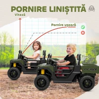 AIYAPLAY Mașină Electrică pentru Copii 12V cu Telecomandă, Suspensii, Portbagaj și Muzică, Vârsta 3-8 Ani, Verde(m-7)
