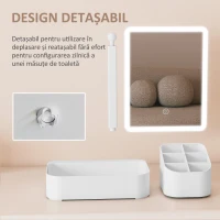 HOMCOM Oglindă de Machiaj cu Lumină, Reîncărcabilă cu Ecran Touch, 2 Moduri de Iluminare și Rotire 180°, Alb(m-9)