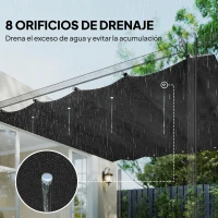 Outsunny Techo de Repuesto Retráctil 3x2,5 m para Marco de 2,85x2 m Toldo de Tela Solo para Cenador Jardín con 8 Orificios Gris Oscuro(m-6)