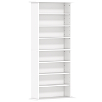 HOMCOM Estantería para CDs y DVDs Estrecha con 8 Compartimentos Estantes Ajustables 58x24x126,3 cm Blanco