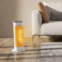 HOMCOM Chauffage d'appoint en céramique 2000 W, radiateur électrique soufflant 4 modes, thermostat réglable, 20x20x49cm, blanc(m-10)