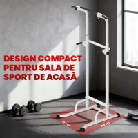 SPORTNOW Power Tower cu Bare pentru Dip și Tracțiuni, Stație Fitness Multifuncțională cu Înălțime Reglabilă 176,5-227 cm, Structură din Oțel pentru Antrenament Acasă, Capacitate 120 kg(m-7)