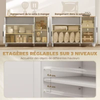 HOMCOM Buffet, meuble de rangement avec 3 portes, compartiment ouvert et étagères réglables, 110 x 33 x 75 cm, blanc(m-5)