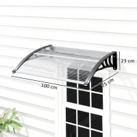 Outsunny Copertină de Exterior pentru Uși și Ferestre 75x100 cm, Protecție Solară și împotriva Ploii, cu Suport din Aluminiu, Transparentă(m-3)