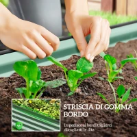 Outsunny Set di 2 Aiuole Rialzate in Metallo Galvanizzato con Bordo in Gomma e Design Modulare, 135x90x30 cm Verde(m-7)