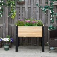 Outsunny Jardinière sur Pieds - Potager - Feutre de Drainage Inclus - métal époxy Noir Bois Sapin(m-10)