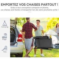 Outsunny Lot de 2 bain de soleil, chaise longue pliante, dossier réglable 7 positions, cadre en aluminium, 64x134x95cm, noir(m-7)