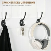 HOMCOM Meuble d'entrée 4 en 1, vestiaire d'entrée avec banc de rangement et 4 crochets doubles, 71,5 x 39,5 x 170 cm, blanc(m-5)