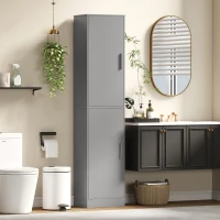 HOMCOM Meuble de salle de bain colonne avec 2 portes et 4 étagères réglables, 40 x 35 x 180 cm, gris(m-10)