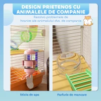 PawHut Cușcă pentru Hamsteri pe 5 Nivele cu Tuburi și Roată din Metal și Plastic Albastru(m-5)