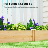 Outsunny Orto in Cassetta con Divisorio Centrale e Fondo Aperto, in Legno di Abete, 235x121x26 cm, color Legno(m-6)