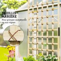 Outsunny Jardinière avec treillis, bac à fleurs avec roues, pour plantes grimpantes, bois massif, 82,5x35x186cm, bois naturel(m-4)