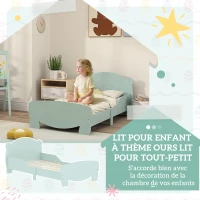 AIYAPLAY Lit enfant 70x140 cm avec barrières de sécurité thème d'ours pour garçons, filles, âgés de 3 à 6 ans, vert(m-6)