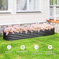 Outsunny Jardinière surélevée carré potager de jardin en acier modulable pour légumes, plantes, fleurs, dim. 240 x 62 x 30cm(m-7)
