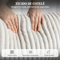 HOMCOM Poltrona Relax Reclinável Manual Estofada em Veludo com Apoio para Pés 73x86x100 cm Creme(m-10)
