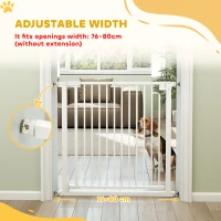 PawHut Barierka Ochronna Bez Wiercenia z Automatycznym Zamykaniem dla Dzieci i Zwierząt 76-80 x 76 cm, Biała(m-4)