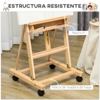 Vinsetto Caballete de Pintura Plegable de Madera 238 cm con Ruedas Altura Ajustable Bandeja Natural(m-5)