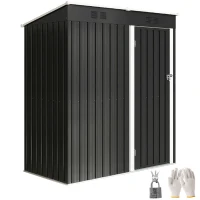 Outsunny Outdoor Garden Shed 1.37 m² 163x90x179 cm with Latch Door and Ventilation Slots, Dark Gray(m-6)
