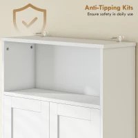 HOMCOM Dulap peste WC Mobilier de baie cu 2 uși cu închidere silențioasă Raft deschis 64x21x173,5 cm Alb(m-4)