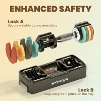 SPORTNOW Regulowany Zestaw Hantli, 1-5 kg Hantli z Podstawką, Antypoślizgowy Uchwyt, Kompaktowy Design(m-6)