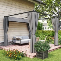 Outsunny Pergola da Giardino con Tetto Retrattile e Tende, in Metallo e Poliestere, 300x300x227 cm, Grigio Chiaro(m-7)