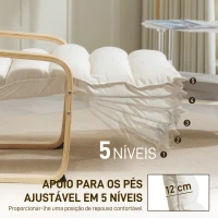 HOMCOM Poltrona de Sala com Apoio para os Pés Ajustável Estofada em Veludo com Estrutura de Madeira 67x93x105 cm Creme(m-5)